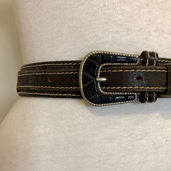 Dark-Brown Vintage Italian Tooled Leather Belt - Picture 3 of 9